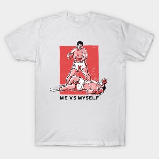 Me vs Myself Boxing // Funny Vintage Self Defeating Self Doubt T-Shirt